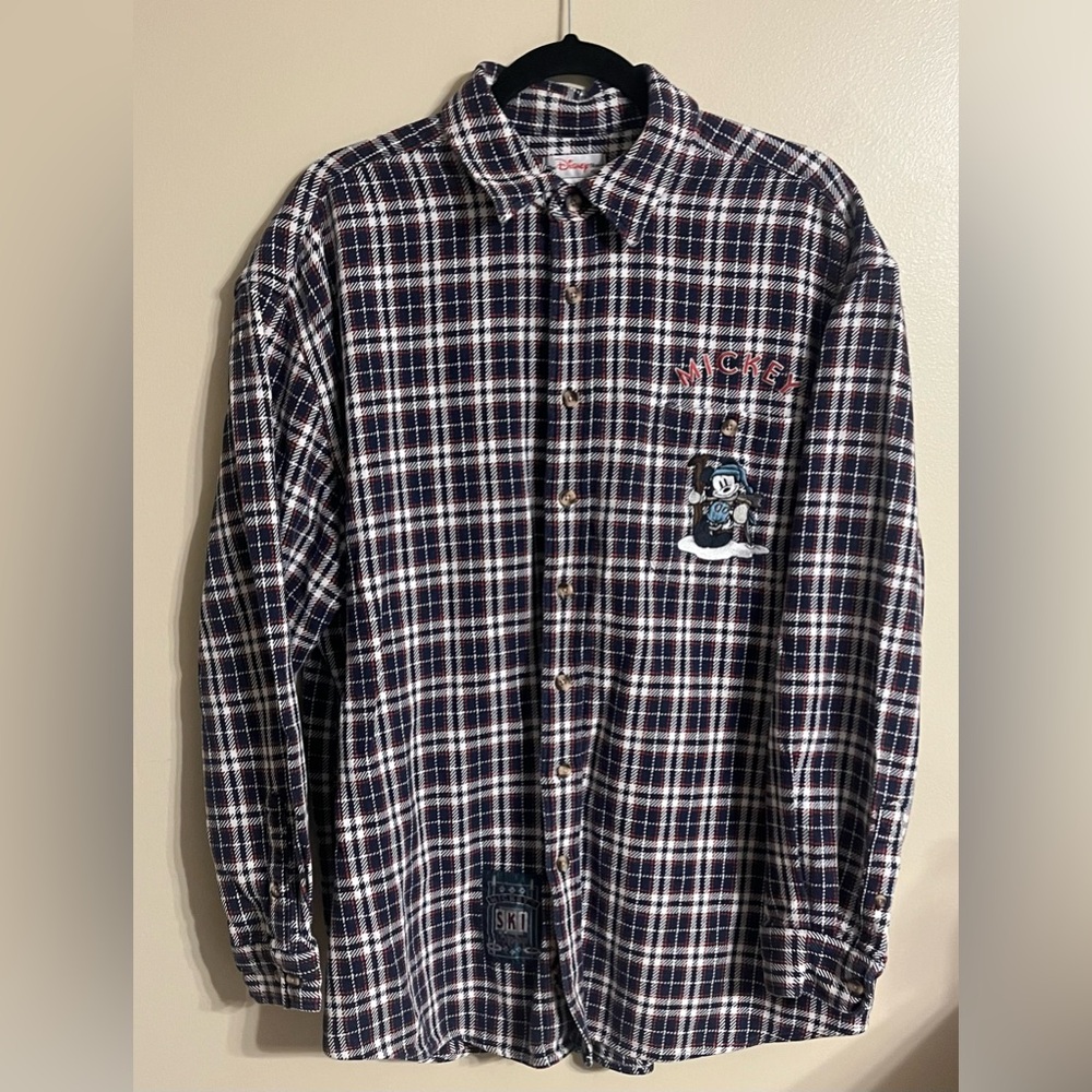 Vintage The Disney Store Mickey’s Ski Lodge Plaid Button Down Men’s Large